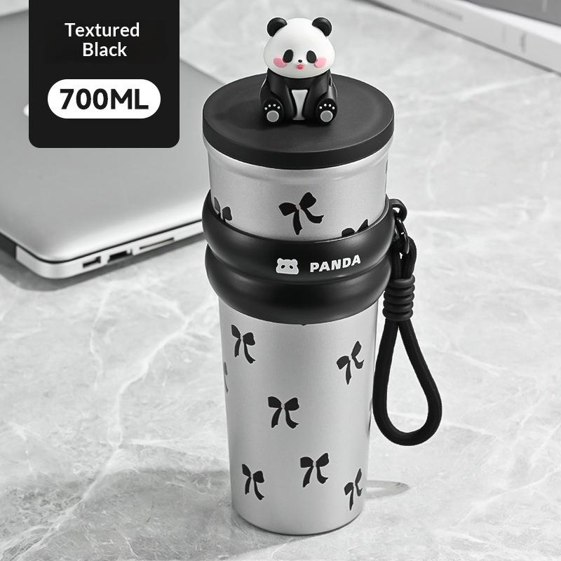 High Appearance, Large Capacity Cartoon Animal Insulated Cup, Car Mounted Stainless Steel Straw Cup