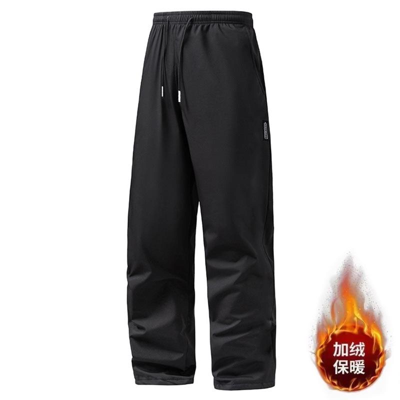 Casual pants men's autumn and winter large size fleece thickened straight business sports trousers
