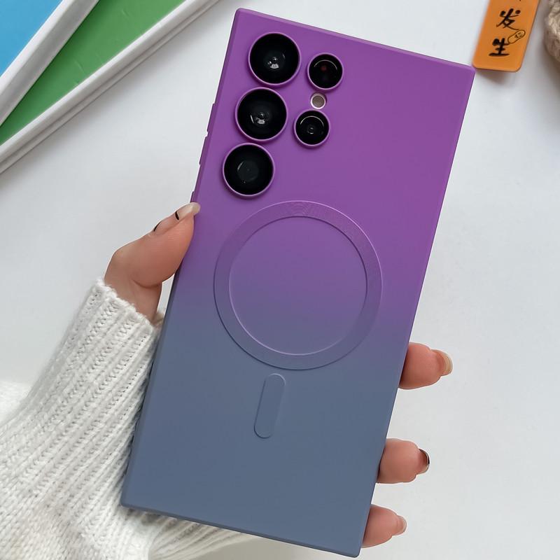 

Чехол Samsung с магнитной присоской для мобильного телефона: Совместимо с S24, S23, ZFlip5, S22Pro, S21Ultra — двухцветный градиент и жидкий дизайн Samsung S21 Ultra