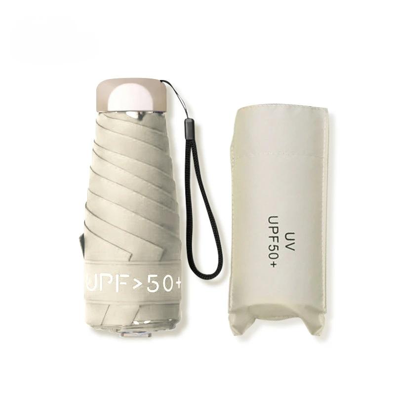 Manual Sun Umbrella for Women, Ultra Light, Mini Portable Folding Sun Sunshade, Five-folding Capsule, Sunny and Rainy Umbrellas