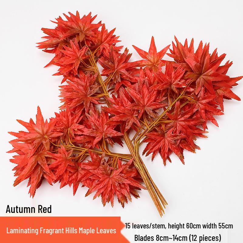 Artificial Red Maple Leaves for Indoor/Outdoor Decor and Landscaping
