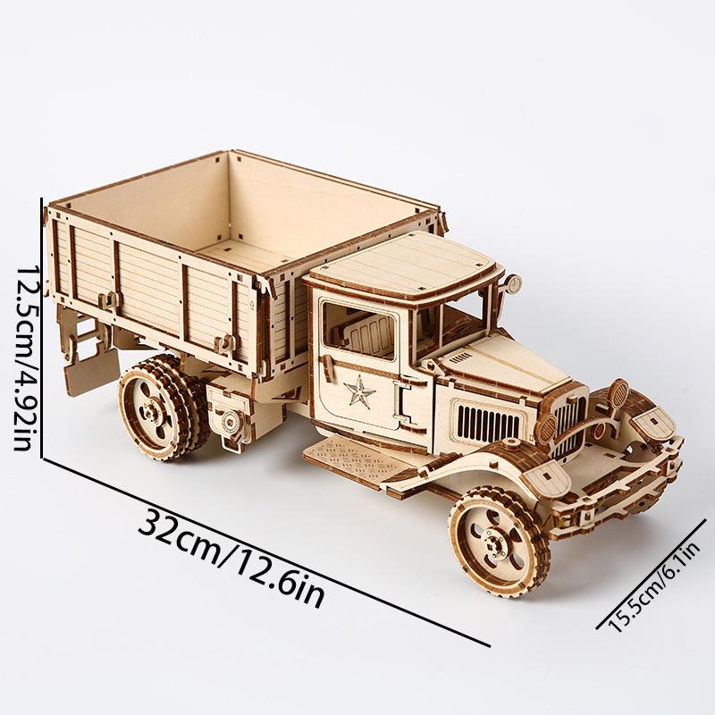 Build Your Own Truck 3D Wooden Puzzle Model Kit - A Fun and Educational DIY Gift