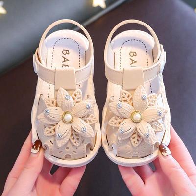 Girls Sandals Flowers Sweet Soft Children's Beach Shoes Kids Summer Floral Sandals Princess Fashion Cute High Quality