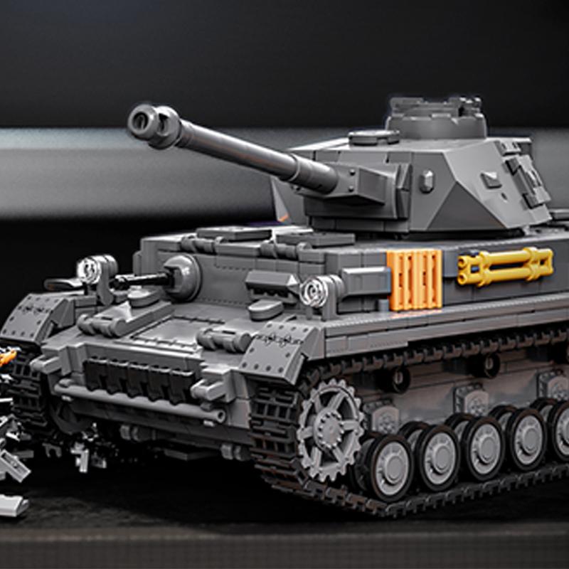 1419PCS 1:28 Panzer IV Tank Bricks Model Military Armored Vehicle Small Particle Building Blocks Toys Collection Ornament Gifts