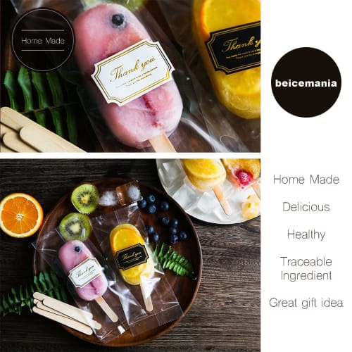 Beicemania? Silicone Popsicle Mold, Ice Cube Tray, Stick Ice, Popsicle Maker, Classic Purple, Includes 20 Wooden Popsicle Sticks