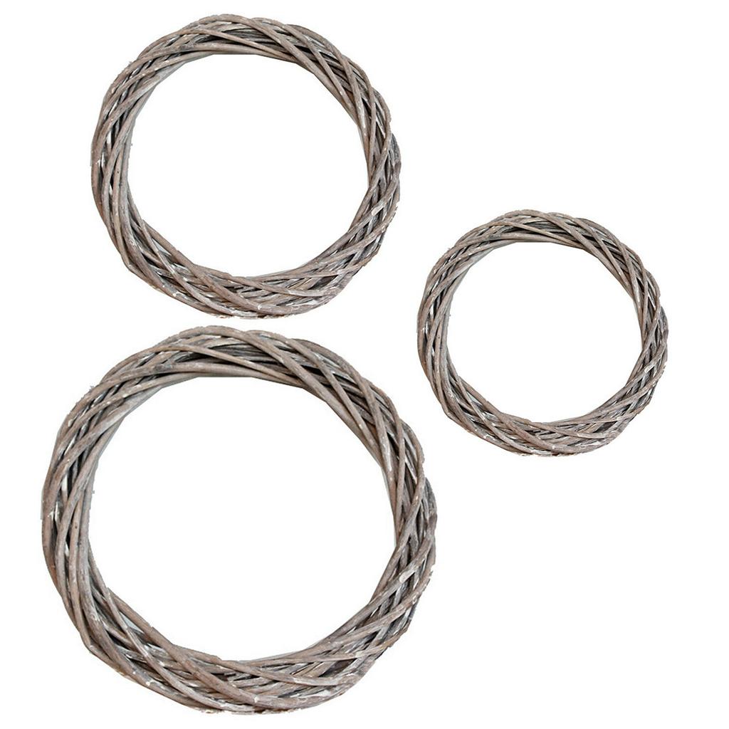 Wedding Rattan Ring Wreath, Grey Wicker Vine Garland, Bright Color, Great Details, Suitable for Physical Stores, 20CM Diameter