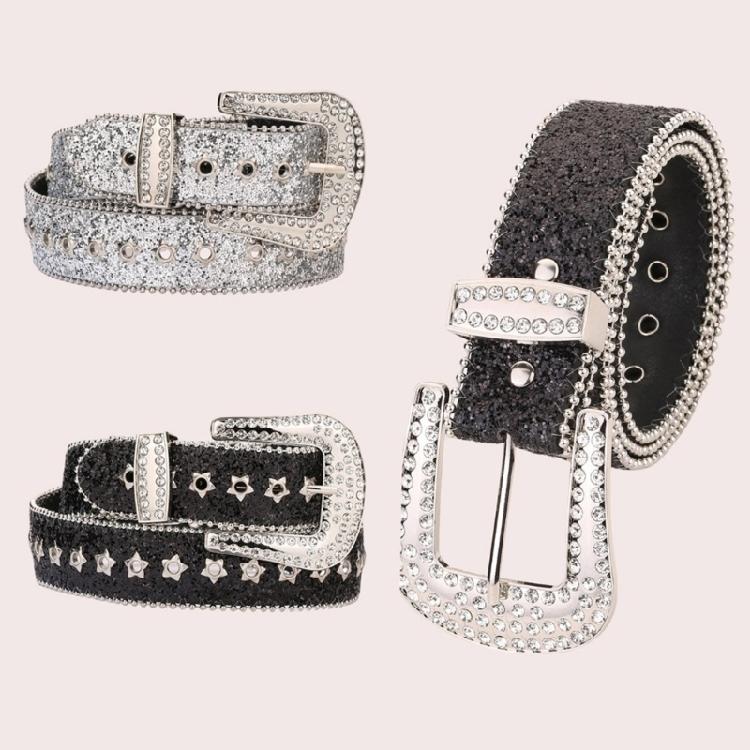 Cool Gothic Waist Chain Casual Belt Studded Waist Ceinture Lady Glittered Belt