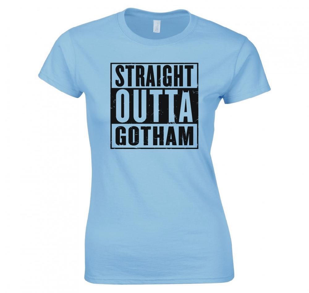 Batunisex Straight Outta Gotham Ladies Skinny Fit Tshirt S