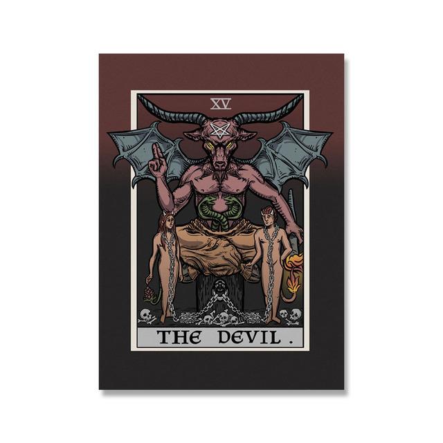 Nordic Abstrakte Die Gerechtigkeit Angst Tarot Wand Bilder Leinwand Malerei Urteil Sonne Teufel Poster Drucke Wohnzimmer Wohnkultur