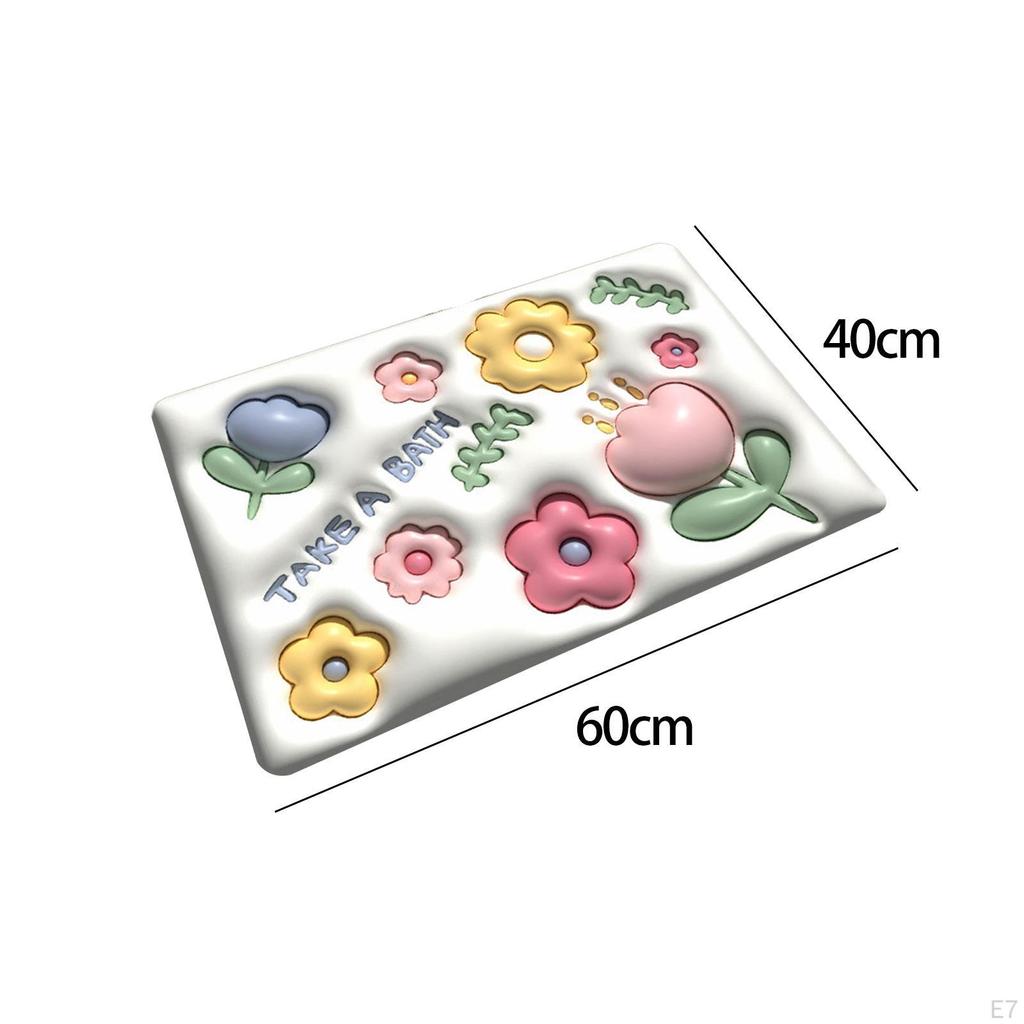 Floor Mat, Super Absorbent Bath Quick Cute Blossom Resistant 3D Floral Bathroom Carpet, for