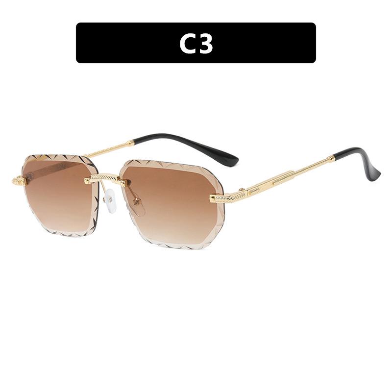 Square Rimless Sunglasses  Trend Metal High-Grade Men'S And Women'S Sunglasses Street Photo Sunglasses Gradient Goggle