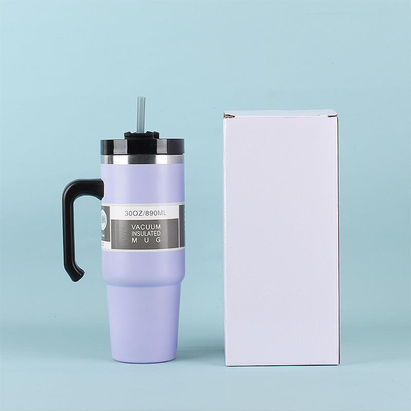 30oz Tumbler With Handle And Straw Lid Stainless Steel Insulated Tumblers Travel Coffee Mug For Hot And Cold Beverages