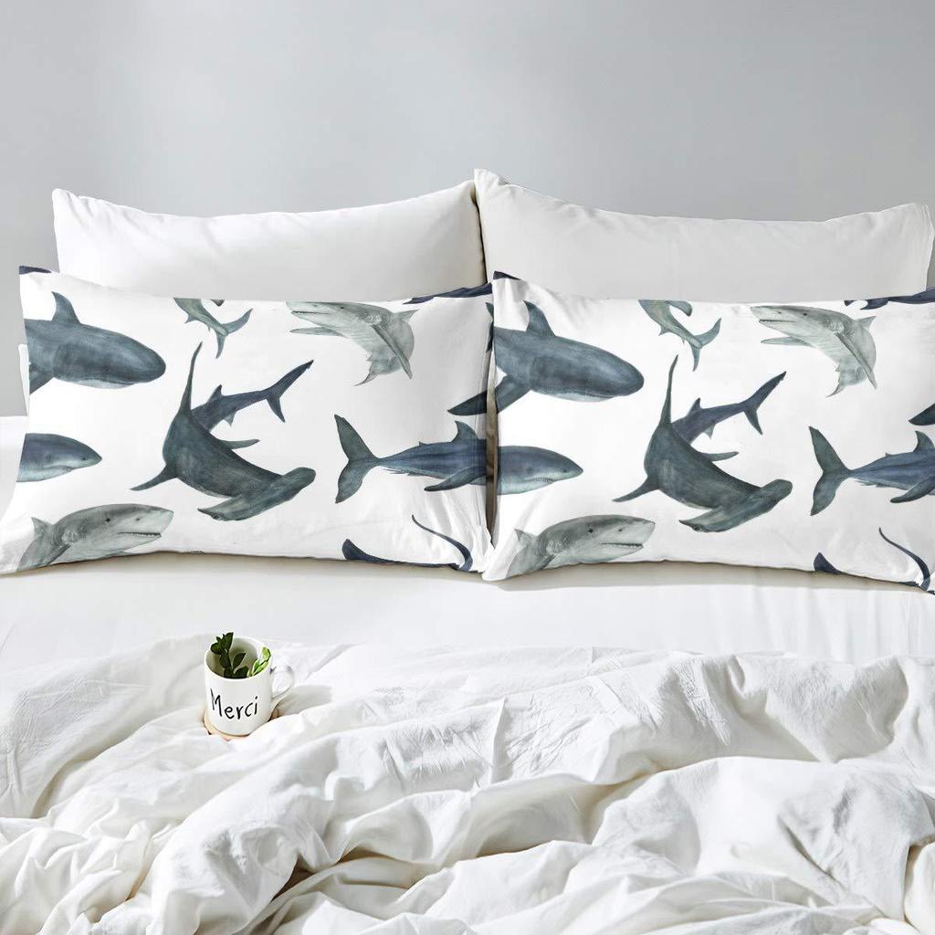 Marine Life Shark Three-Piece Quilt Cover 3D Digital Printing Bedding Set Bed Cover