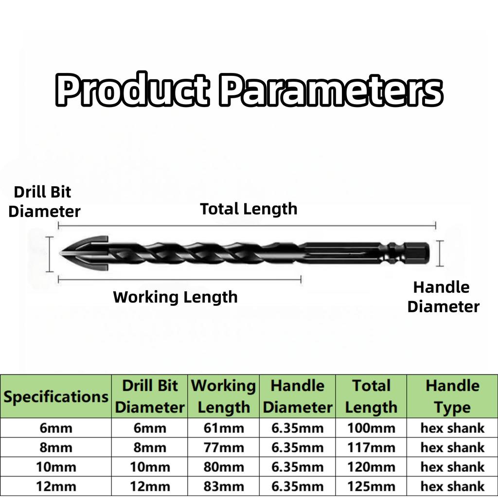 Tile Drill Bit 6-12mm Dry Drilling Glass Cement Concrete Metal Marble High Hardness Masonry Drill Bit Set