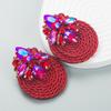 Fashionable Geometric-shaped Glass Beaded Elastic Thread Woven Earrings - Eye-catching Accessories