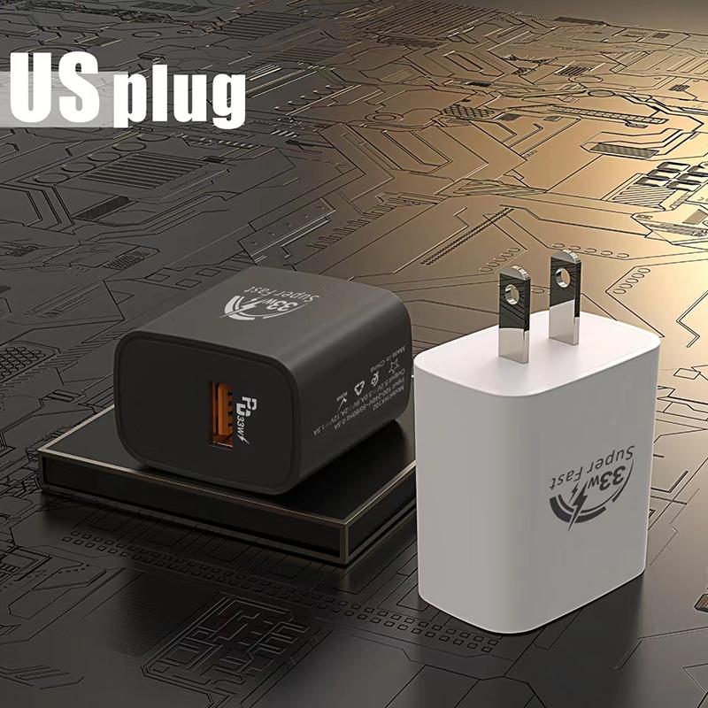 33W Usb Phone Charger Pd Fast Charging Power Adapter For Iphone For Ipad For Samsung Huawei Xiaomi Tablet Wall Eu/Us/Uk Plug