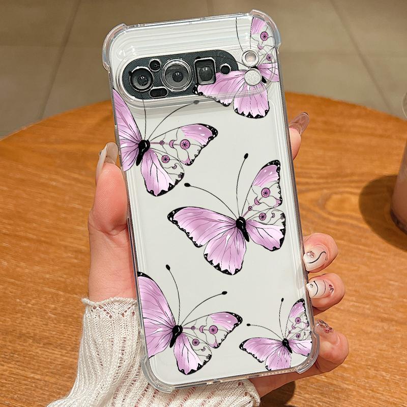 

Multi-color Butterfly Pattern Case For Google Pixel 9 Pro XL 9A Shockproof TPU Silicone Clear Soft Cover Google Pixel 9 прозрачный