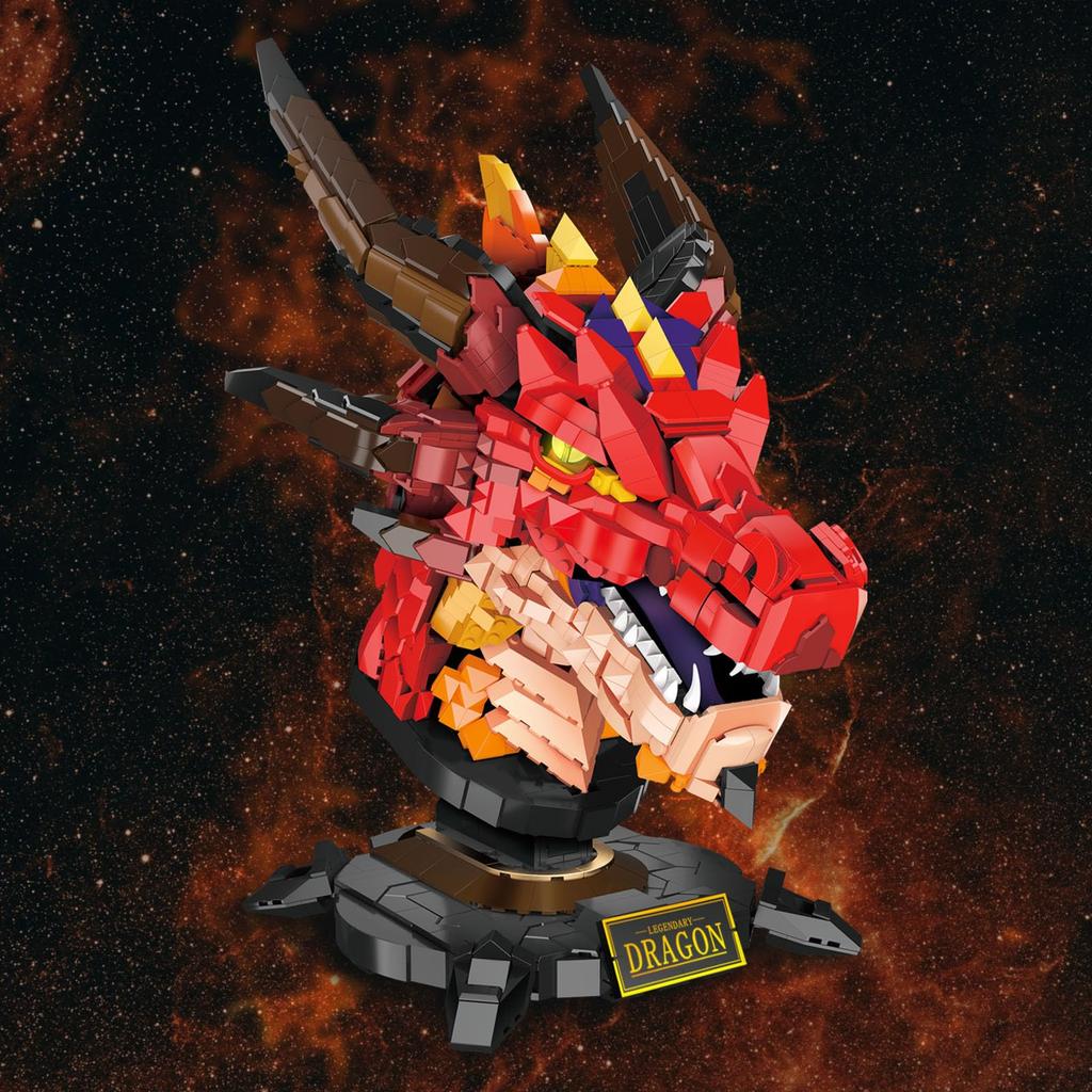 JMBricklayer Dragon Building Blocks Set 70105, Adult Construction Toy, Cool Animal Dragon Flame Dragon Head Display Model, Animal Collectible