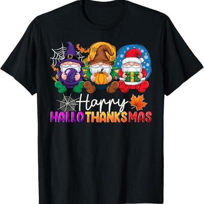Halloween Thanksgiving Christmas Happy HalloThanksMas Gnomes T Shirt
