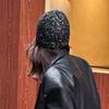 Cool Black Sequins Party Hat Breathable Skull Hat Party Bonnet Knit Hat