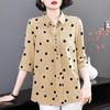 Women's Summer Clothing, Plus Size, Medium Sleeves, Polka Dot Chiffon Shirt, Loose-fitting Casual Top for Middle-aged Mothers