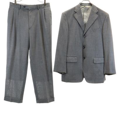 VISARUNO Made in Japan Wolle Gestreiftes Muster Anzug Setup M Grau Herren Gebraucht