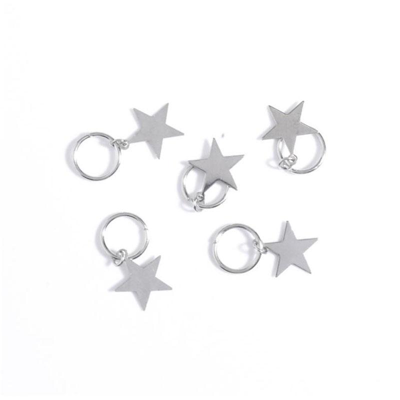 

5/10 шт./упак., разные стили, подвески для волос, коса, дреды, бусины, зажимы, манжеты, кольца, ювелирные изделия Star 5pcs серебряный