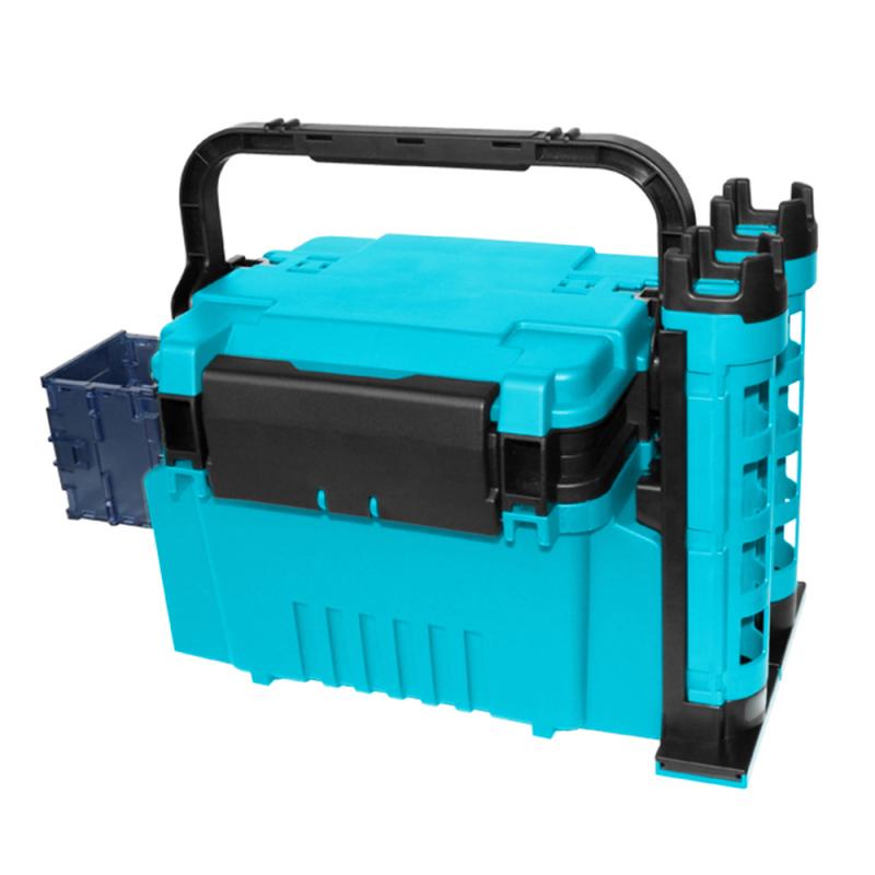 Fishing Box Travel Fishing Case Box with Bottle Holder Rod Stands Tubes Sturdy ABS plastic Fishing Box w/ Self locking system