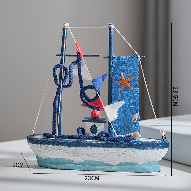 Porzellan Segelschiff Modell im mediterranen Stil - Kreative Holz Heimdeko Ornamente