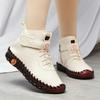 Womens Warm Lined Winter Flat Boots With Stitched Detail Soft Sole Comfort Casual Shoes