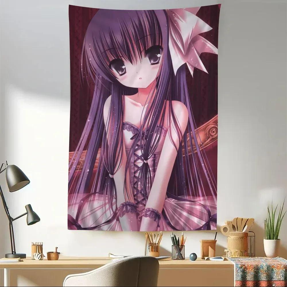Süße Kleine Loli Anime Seidenkunst Hängend Böhmischer Wandteppich Hängend Tarot Hippie Wandteppiche Wohnheim Japanischer Wandteppich