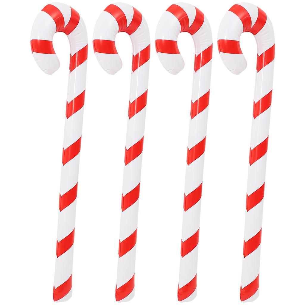 4Pcs PVC Candy Canes Inflatable Santa Claus Xmas Christmas Balloon Decorations Party Props Candy Cane Kids Birthday Decorations