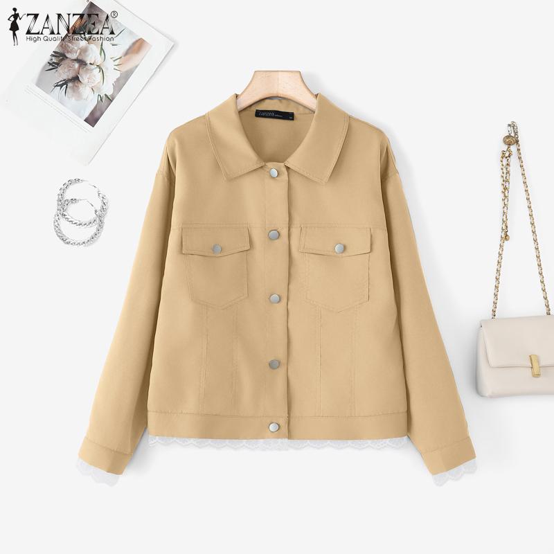 ZANZEA Women Turn Down Collar Solid Color Casual Long Sleeve Blouse