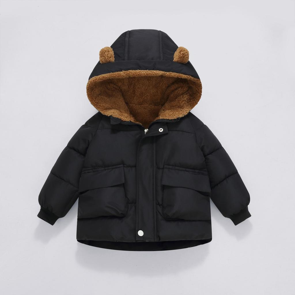 Children's Casual Solid Color Casual Hooded Thick Down Jacket For Boys And Girls