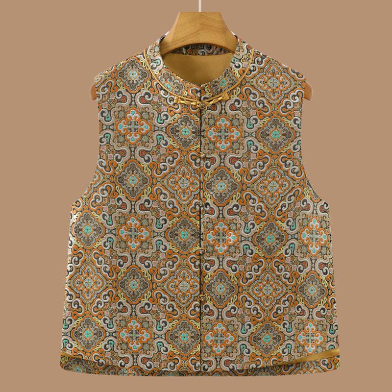 

Elegant Song Brocade Jacquard Vest for Mother s Day - Spring & Autumn Wear for Middle-Aged & Elderly Women L (105-120 lbs) золотий