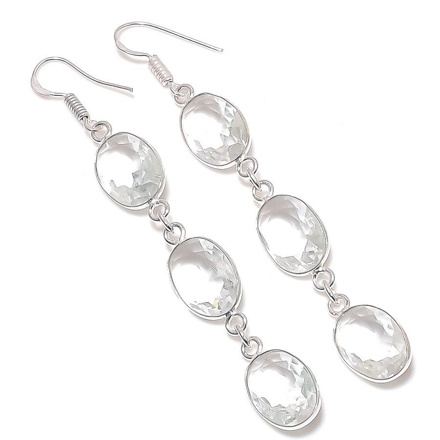 

Natural White Topaz Gemstone 925 Sterling Silver Jewelry Earring 3.15 y6E15