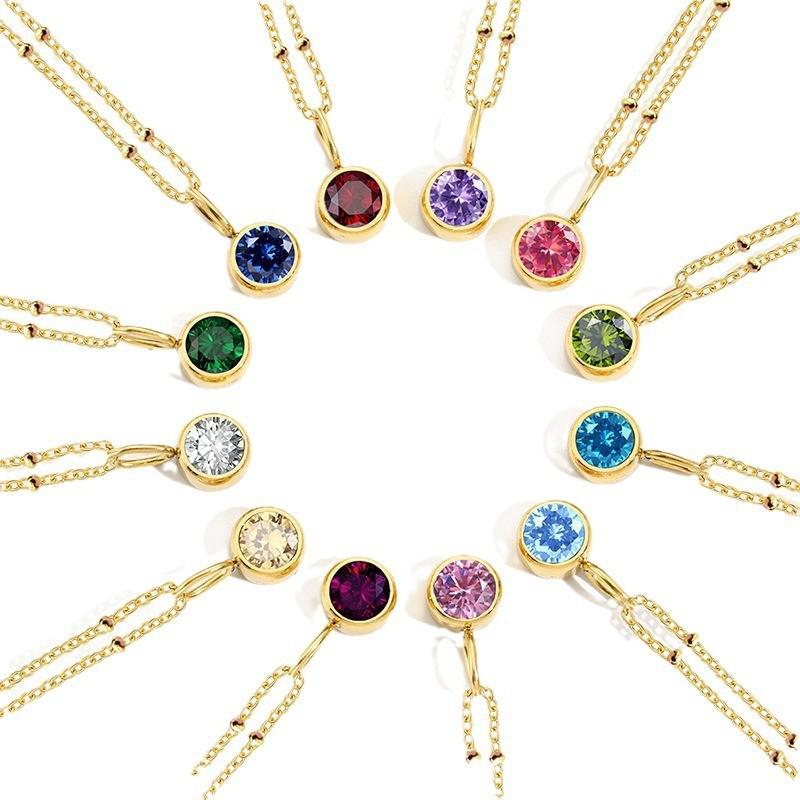 December Birthstone Rhinestone Pendant Necklace - European Women's Fashion