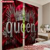 Set Of 2 Queen Crown Curtains Digital Printing Silver Letter Red Flowers Polyester Background Luxurious Bedroom Decor Made Window Treatment