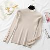Women Thick Sweater Pullovers Khaki Casual Autumn Winter Button O Neck Chic Sweater Female Slim Knit Soft Jumper