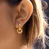 Youthway Full Zircon Circle Drop Earrings For Women Minimalist 18K Gold PVD Plated Stainless Steel Earrings Fashion Jewelry Gift