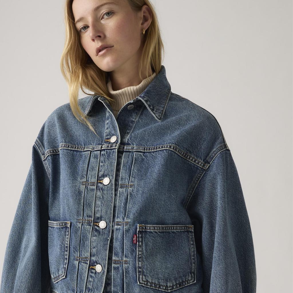 Levi's Denim Jacket Balloon Sleeve Trucker Jacket Women's 003NQ-0003 US L