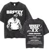 Retro gewaschen Chris Brown Breezy Bowl XX Tour Grafik T-Shirts Herren Hip Hop Mode Freizeit-T-Shirts Unisex Sommer Baumwoll-T-Shirts