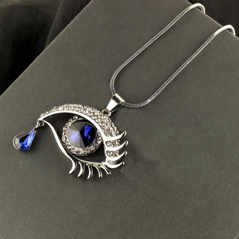 Modré oko Slza Černý had Svetrový řetízek Kamínkový přívěsek Náhrdelník Šperky