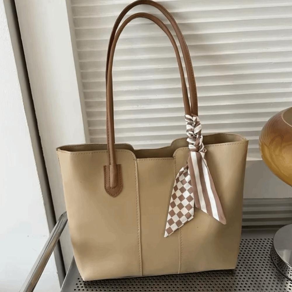 Commuting PU Leather Shoulder Bag French Style New Design Tote Bag Retro Underarm bag  Travel