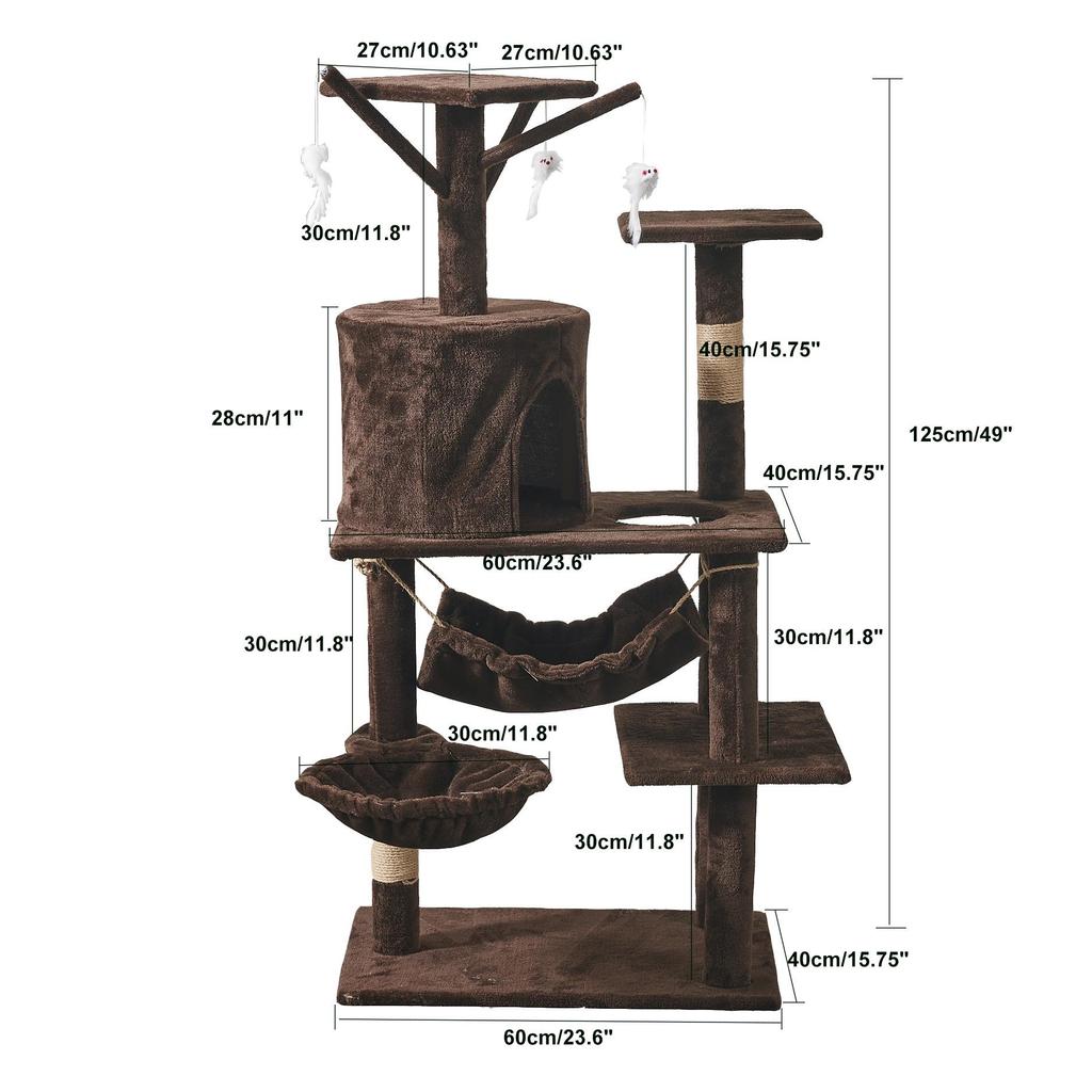 Velvet Cat Tree: Large Climbing Frame & Bed for Cats and Kittens, Space-Saving Design for All Seasons