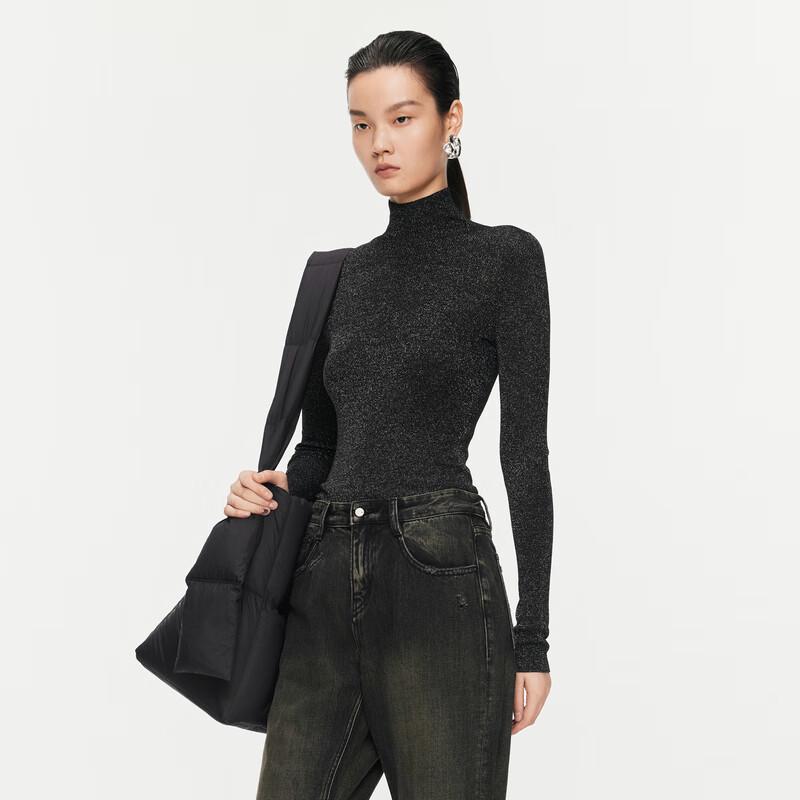 JNBY 2024 Fall Slim Fit High-Neck Pullover Knit Sweater