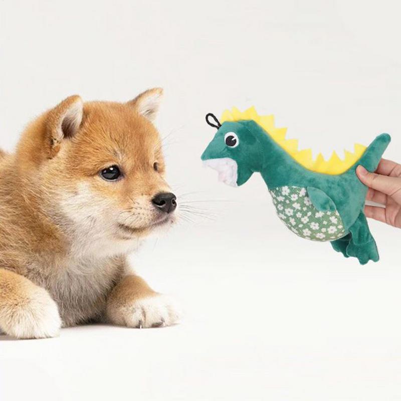 Puppy Chew Toys For Teething Plush Dinosaur Toys For Dog Interactive Plush Doll Indestructible Pet Supplies For Training