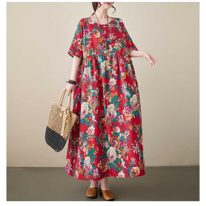 Summer Literary Plus Size Plus Flower Bohemian Skirt