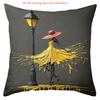 Stylish Women with Umbrellas on Black Pillows 2D Printed Polyester pillowcase, sofa decorative cushion cov Headboard Pillow