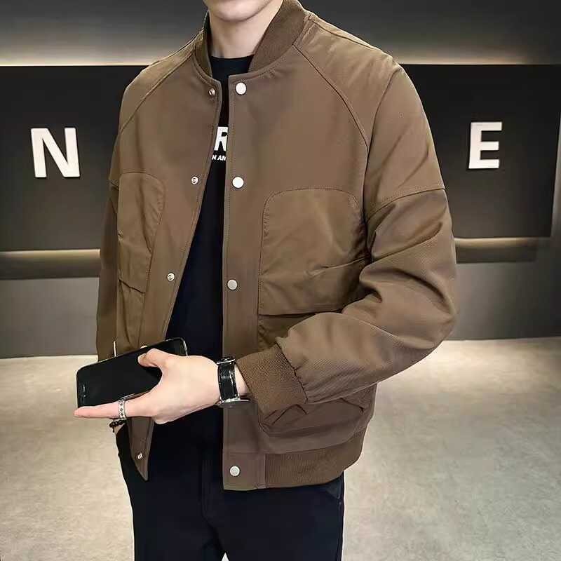 

Американская повседневная куртка мужская весенне-осенняя новая куртка 2025 новая деловая повседневная мужская бейсбольная куртка топ 3XL 170-95kg